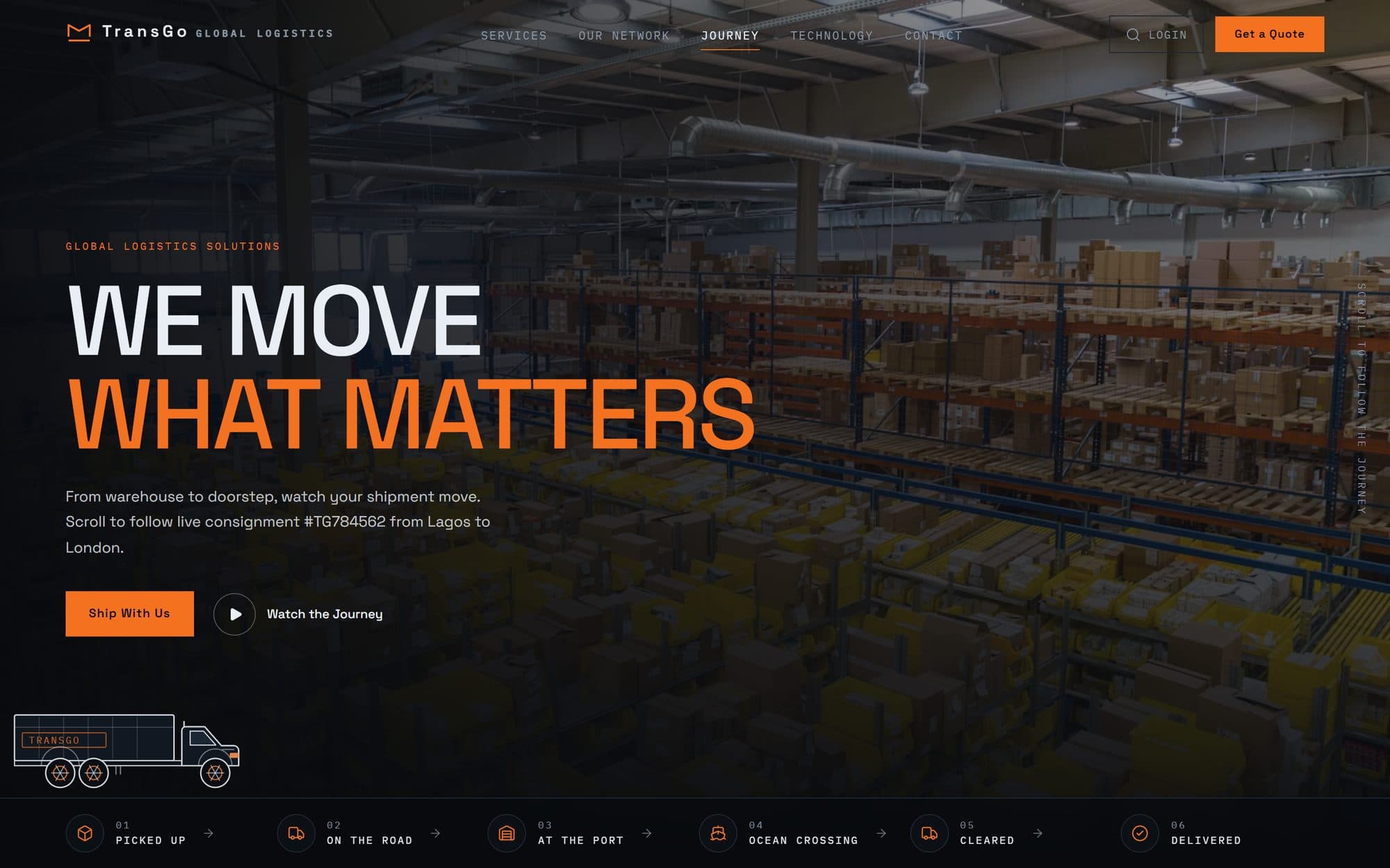 TransGo Global Logistics — full screenshot